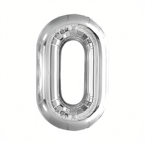 Party Love <b>Silver</b> Number 0 <b>Balloon</b> 80cm Foil Metallic Birthday Party Decorations - Product Image 3