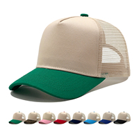 Gorra de béisbol tipo trucker de malla bicolor personalizada, estructurada, de perfil medio, ajustable, de 5 paneles, informal, con logo bordado