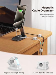 Magnetic Cable Clip Adjustable Cord Holder Under Desk Organizing Cable Management Wire Organizer Cable Holder for <b>Wall</b> and <b>Table</b> - Product Image 4