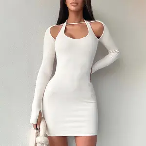 Sexy rajasthani dress women elegant Hollow Neck Neck Waist Solid Color Long Sleeve Package Hip Bodysuit