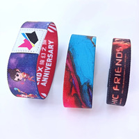 Bracelets en tissu tissé personnalisés en polyester avec impression par sublimation, élastiques, pour l'identification aux entrées lors de festivals, événements et fêtes