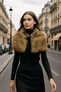 단색 미니멀리스트 우아한 페이크 퍼 스카프, 패셔너블한 겨울 방한 편안한 액세서리 - Product Image 2