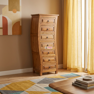 Cómoda Moderna de Madera de Mango Maciza con 7 Cajones, Artesanía India, Origen Rajasthan, Mueble de Almacenamiento - Product Image 1