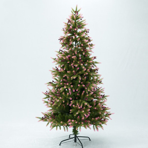 Árbol de Navidad de polietileno con ramas rosas, decoraciones artificiales de flor de <span class=keywords><strong>ciruelo</strong></span> roja y árbol de Navidad denso. - Product Image 1