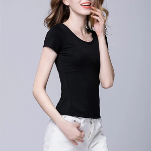 Camiseta con estampado personalizado para mujer, camiseta de verano de Color sólido, camiseta informal de algodón para mujer, <span class=keywords><strong>poleras</strong></span> elegantes para Mujer - Product Image 5