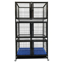 Cage pour chien de luxe classique à double porte, robuste, en fer, avec plateau en plastique, pliable, en métal, incluant clôture et mangeoire