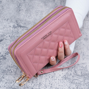 Cartera larga con doble cremallera para mujer, diseño bordado, multifuncional, para móvil, novedad 2026 - Product Image 6
