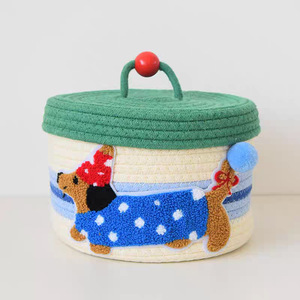 Panier de rangement en tissu de corde de coton pliable pour organiser les vêtements de bébé, décoratif <span class=keywords><strong>à</strong></span> la main, tissé, pour cadeaux - Product Image 5