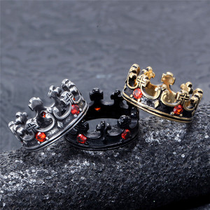 Unisex <strong>Man</strong> Woman Jewelry Stainless Steel Gothic Retro Style Crystal <strong>Ruby</strong> Crown <strong>Rings</strong> - Product Image 4