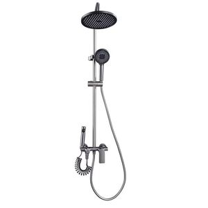 Shower Set With Rain And Handheld Spray <b>Head</b> Adjustable Gunmetal Gray Finish For Home Bathroom Use - Product Image 1