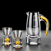 Verres à shot de vodka en cristal avec logo personnalisé, style américain, en feuille d'or 24 carats, faits à la main, coffret cadeau de 6 pièces, cadeaux d'affaires, 15 ml, agitable