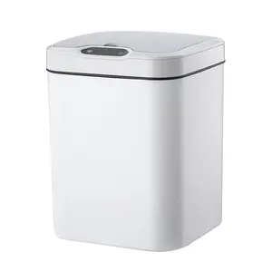 Cubo de basura redondo con Sensor automático para el hogar, Cubo de basura de plástico Kawaii con cubierta