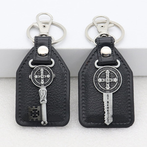 Llavero de Metal DE LA Virgen María, llavero católico, regalo religioso de cuero PU, llavero de San Cristóbal Benito Jesús - Product Image 3