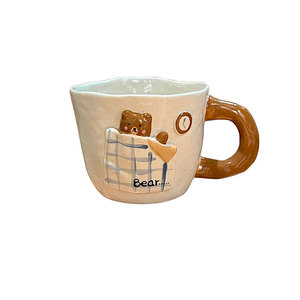 Taza de café de cerámica con diseño de oso dormilón 3D, hecha a mano, creativa, de dibujos animados, para uso diario en el hogar, cocina, regalo de cumpleaños o festividades. - Product Image 3