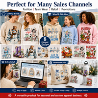 Autocollants DTF vintage personnalisés de Noël, motifs de transfert thermique Cowboy Santa pour sweat-shirt et sac en toile