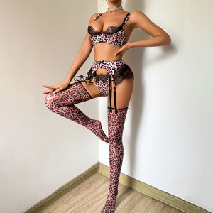 Driedelige Set <span class=keywords><strong>Sexy</strong></span> Bodysuit Met Luipaardprint Vrouwen Clubkleding Lingerie - Product Image 1
