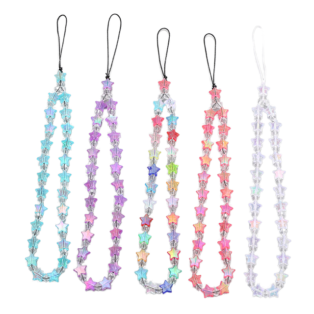 NEW Hot Selling Acrylic Mobile Phone Chain Female Simple Mermaid Ji Heart Beaded Anti-Lose Mobile Phone Case Pendant