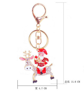 Placa de oro Metal aleación de zinc promoción dibujos animados Navidad Pere David's Deer Elk Santa Claus colgante llavero llaveros para bolso - Product Image 3