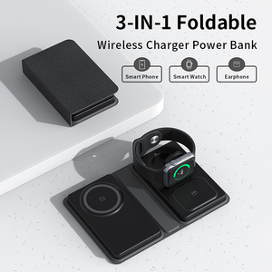 Batterie externe magnétique 10000mAh, chargeur portable sans fil 3-en-1, charge rapide pour <span class=keywords><strong>iPhone</strong></span>, <span class=keywords><strong>Apple</strong></span> Watch et <span class=keywords><strong>EarPods</strong></span> - Product Image 2