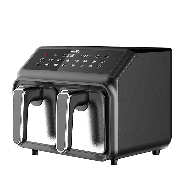 2023 popular 4+4L air fryer with two pots to cook 2 kinds of food and two way at the same time