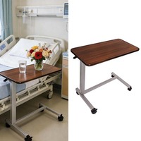 Table d'hôpital réglable en fer et bois avec roulettes, design moderne pour l'école et la chambre à coucher