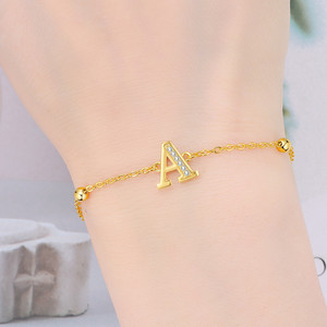 Pendentif élégant en lettres plaquées laiton et argent avec zircon cubique, idéal pour les initiales de bracelet DIY européen, bijoux fantaisie - Product Image 5