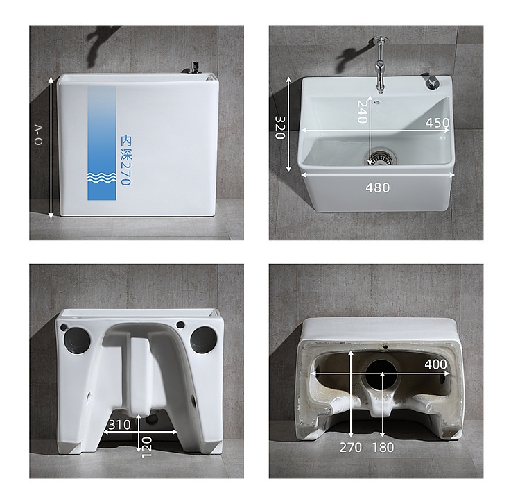 Wash Mop Pool with Drive Balcony Bathroom Geobasin Mop Ceramic Side Drainage Square Household Sink Mop Sink