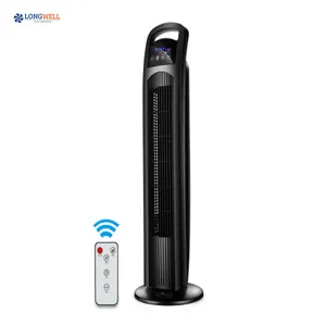High efficiency portable 220V solar tower fan 15h timer electric rechargeable standing fan with led light