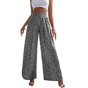 Nouveau Floral imprimé mode jambe large neuf longueur pantalon pour femme été quotidien lâche élastique taille haute léger Long pantalon - Product Image 6