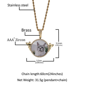 Custom Memorial Picture Brass Zircon Round Angle Flame <strong>Medallions</strong> Pendants Gold Plated <strong>Necklace</strong> Gift for <strong>Best</strong> Friend Girl - Product Image 5