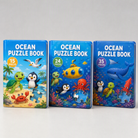 Livre de puzzle pour enfants personnalisé avec couverture brillante aux coins arrondis, thème marin et océanique, impression couleur intégrale