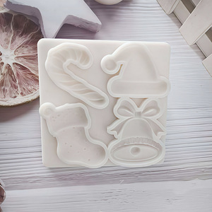 Nouveauté : Moule en silicone pour la décoration de gâteaux, chapeau de Noël jetable, cloche, bonbonnière, chaussettes, fondant, KINHONE KH4178 - Product Image 5