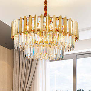 High Ceiling Crystal Pendant Light Hotel Living Room Decorative Modern Luxury Decoration Gold <b>Chandelier</b> - Product Image 1