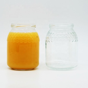 Pot en verre gaufré en forme de nid d'abeille clair 380/580/730ml avec bouchon en métal pour la nourriture pour bébé à l'huile d'olive au lait en gelée - Product Image 3