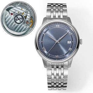 Reloj de Pulsera de Lujo Personalizado para Caballero, con Esfera Azul Plateada, Caja de Acero Inoxidable, Fecha, Manecillas Luminosas, Mecánico Automático, Resistente al Agua - Product Image 2