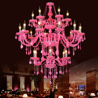 Lustre en cristal rose, lampe suspendue de décoration pour chambre de princesse, club, salle d'exposition, salon, chambre à coucher, suite d'hôtel, éclairage de luxe