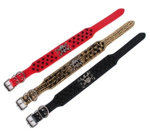 New Designer Large Spiked Skull Stud Metal Dog PU Leather Anti-Bite Protection Collar Pit Bull Mastiff Rivet Studded Dog Collar - Product Image 3