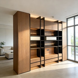Modern <strong>Wardrobe</strong> <strong>with</strong> LED Open <strong>Shelves</strong> <strong>and</strong> Metal Frame Bedroom Closet for Home Project Custom - Product Image 1