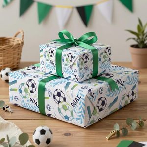 Papel de Regalo de Fútbol Azul y Verde con Diseño de Balón Deportivo, 23.4 Pies Cuadrados, Papel de Regalo para Niños, Adolescentes, Cumpleaños, Día del Padre - Product Image 6