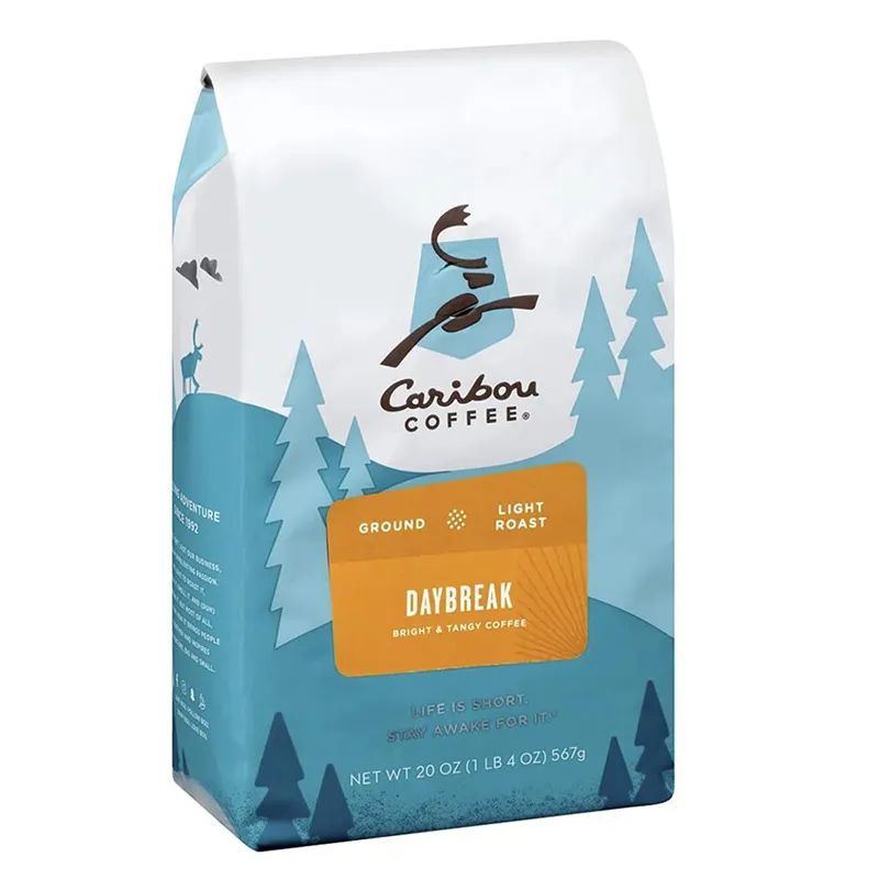 กระดาษคราฟท์ซิปยืนขึ้นกระเป๋าถุงบรรจุภัณฑ์กาแฟที่มีการพิมพ์สำหรับผงกาแฟขนมขบเคี้ยวเวย์โปรตีน