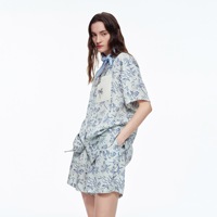 Ensemble pyjama pour femmes, chemise à manches courtes imprimée et short, taille cintrée, vêtements de détente d'été, ensemble décontracté en deux pièces, commandes personnalisées
