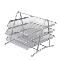 Fournitures de bureau : Porte-documents pliable à trois niveaux en métal, type sur pied, avec plateau de rangement pour documents en fer