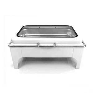 Luxury White Stainless Steel Gas &amp; Fuel Chafing Dish Buffet <strong>Server</strong> with <strong>Food</strong> Warmer for Hotel Buffet Parties - Product Image 2