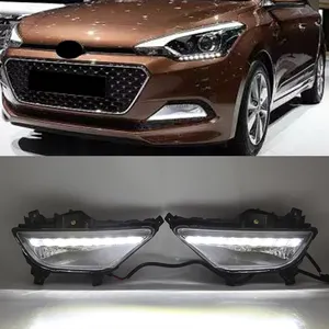 Xe LED Ban Ngày Ánh Sáng Chạy Cho Hyundai I20 2015 2016 2017 DRL Không Thấm Nước 12V Đèn Sương Mù Bìa