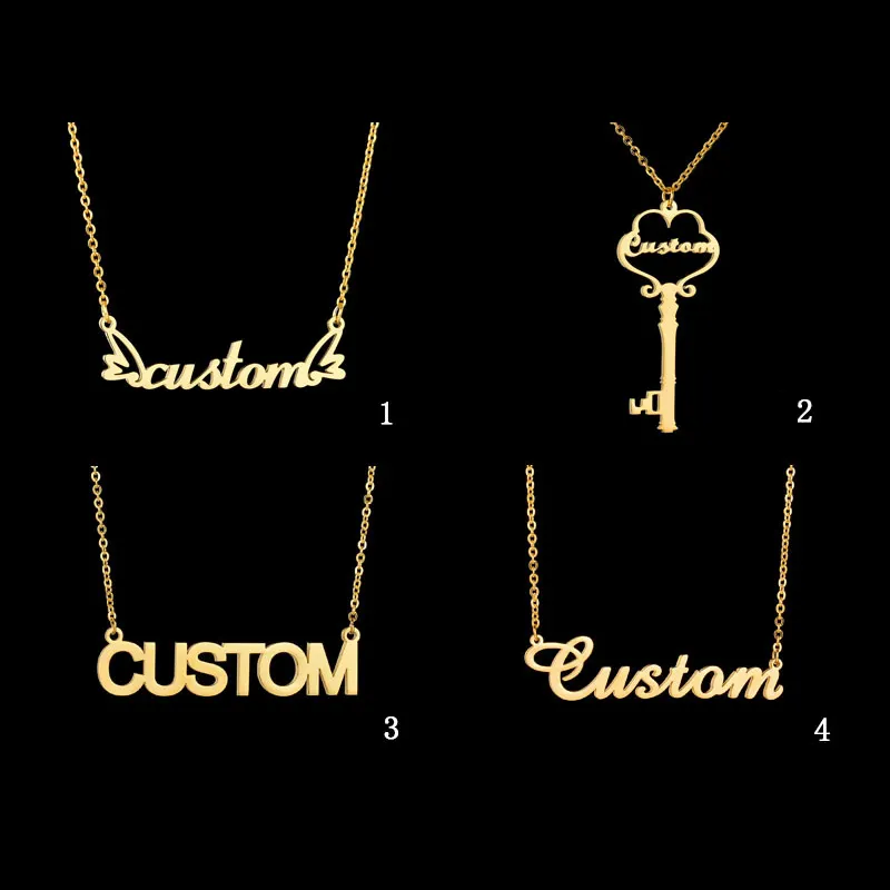 Hot Selling 18k Gold Plated Customized Pendant 316L Stainless Steel 3D Personalized Name Custom Letter Rose Gold Necklace Models