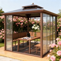 Pergola de toit en métal de luxe en alliage d'aluminium économique, revêtement en poudre, imperméable, résistant au soleil et au vent pour terrasses et balcons