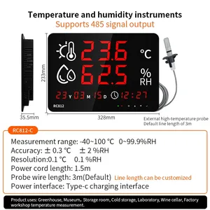 Termômetro Higrômetro Digital Durável RC812-C com Sonda para PC e Função de Calibração, Registro em Tempo Real para Armazém e Fábrica - Product Image 4