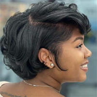 Perruque Pixie Cut en Cheveux Humains, Coupe Courte Bob, Perruque Lace Frontale 13x4, Nœuds Blanchis, Dentelle avec Baby Hair