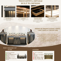 Ensemble de présentoirs pour bijouterie commerciale sur mesure, vitrine de présentation de bijoux en verre sur pied avec éclairage LED, armoire de présentation