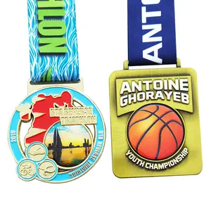 Oneway Groothandel 3D Metalen Gouden Medailles Custom Voetbal Sport Basketbal Trofeeën En Medailles